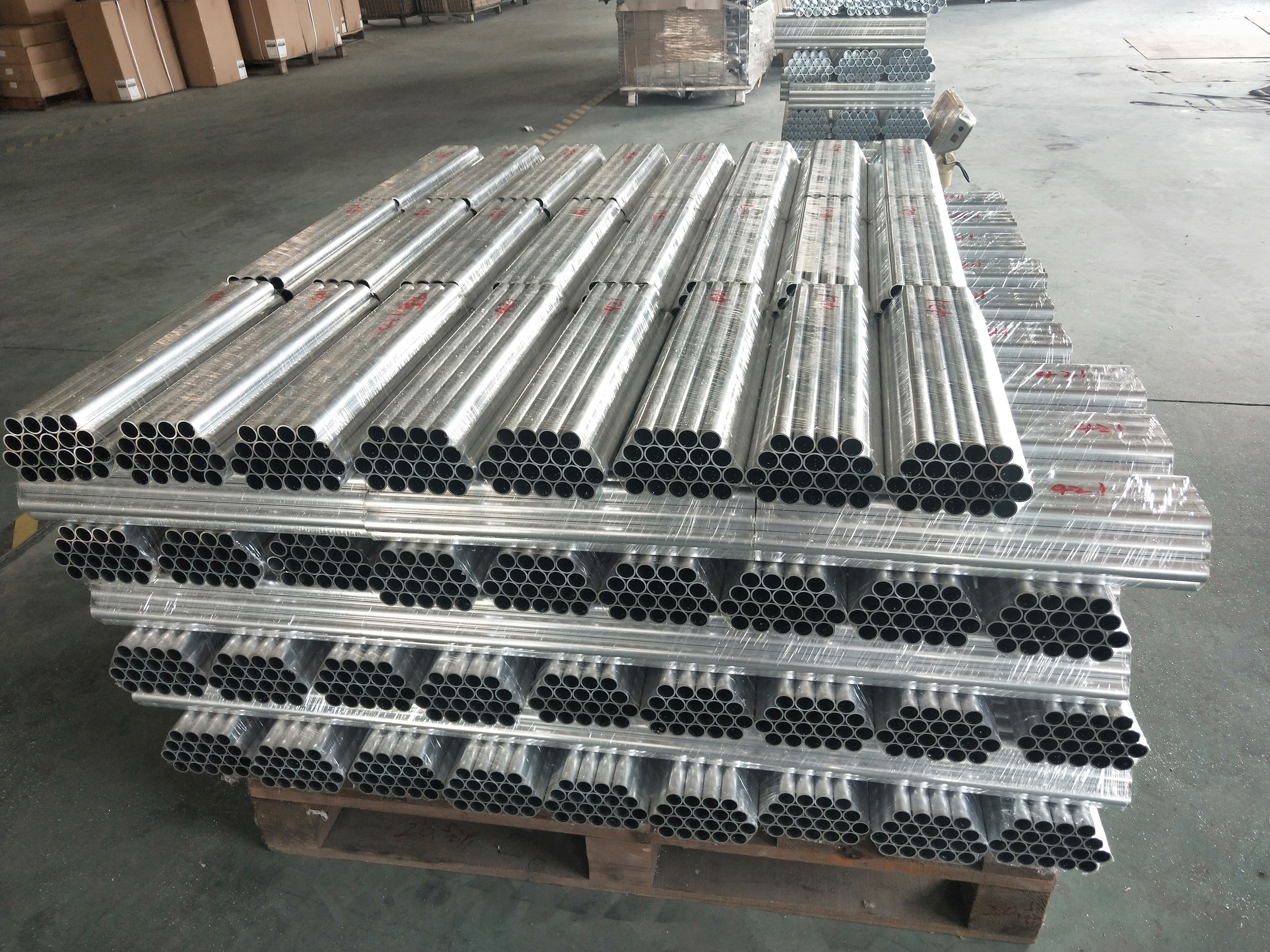 Prepared metal tube stock arranged for bathroom safety product manufacturing